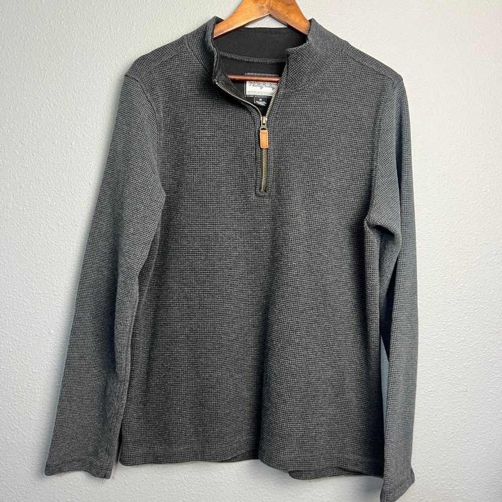 OneDayAway Mens 1/4 Quarter Zip Pullover Waffle Knit Casual‎ Gray Sweater Size M